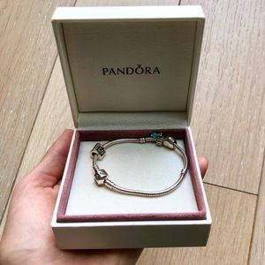 Pandora Sterling Silver Braclet w/ 3 Charms